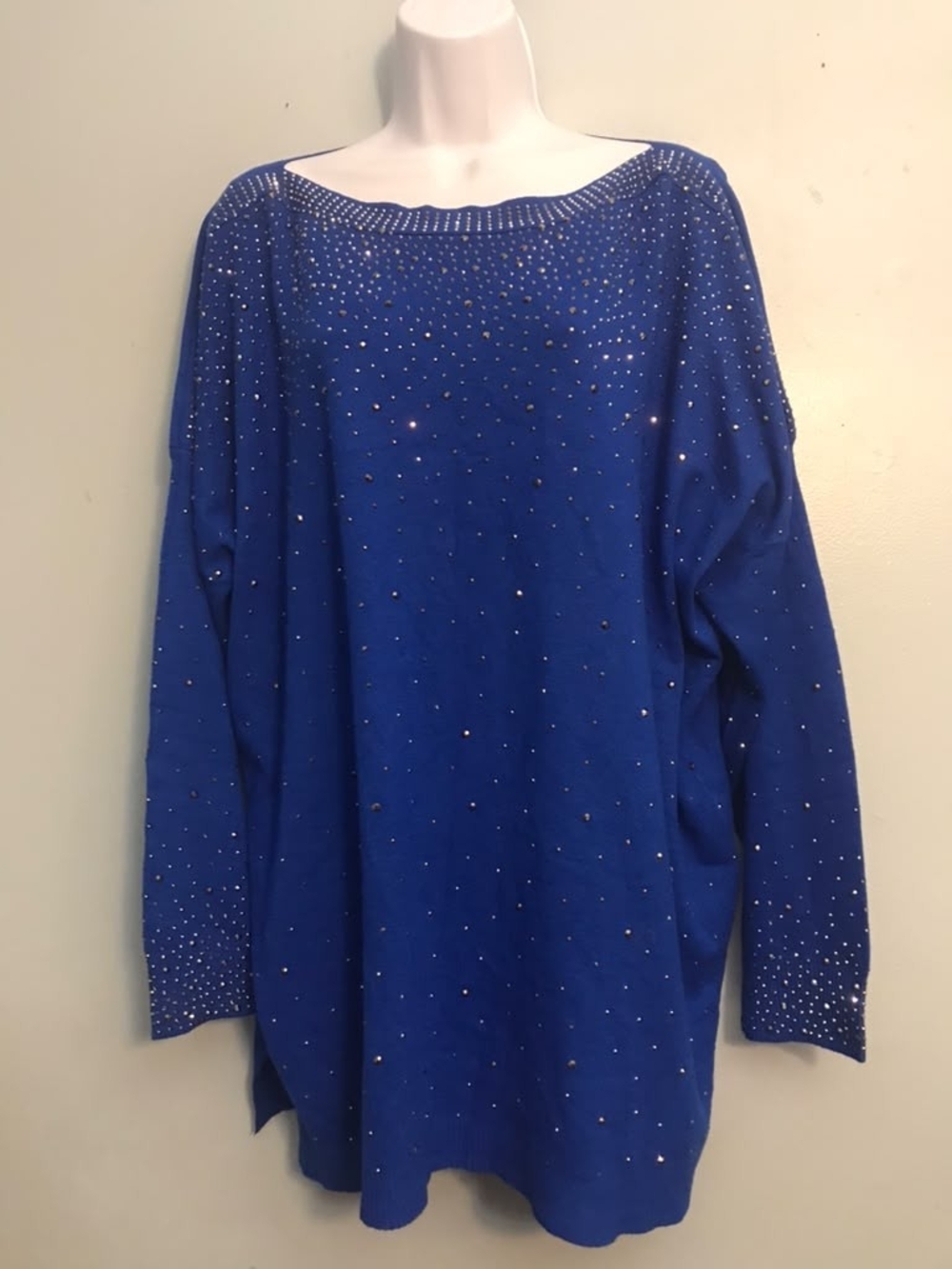 Lush Cobalt Blue Rhinestone Long Sleeve Top